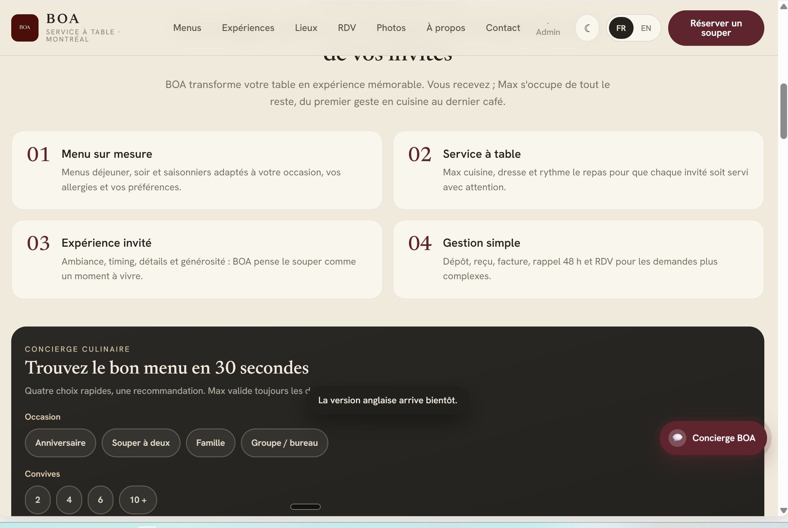 BOA — Chef privé