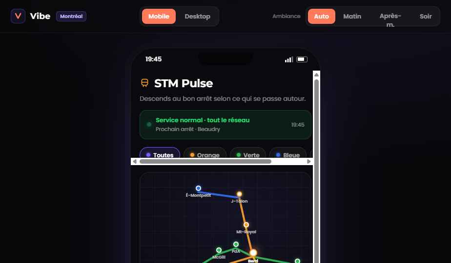 STM Pulse — carte du métro interactive (mobile)